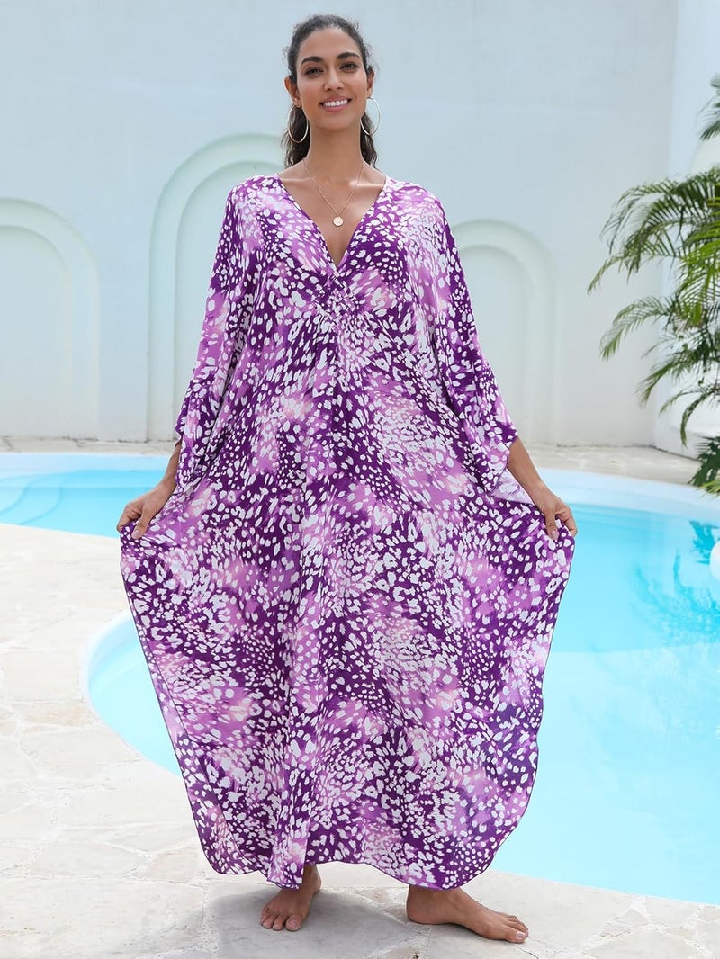 KEYLORTING Women's Plus Size Kaftan Dress – Plus Size Maxi Dress Moo Moos Beach Cover Up,Bathing Suit Cover-Up Loungewear - Image 3